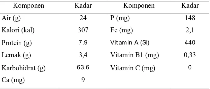 Tabel 2.2. Kandungan Komponen dalam 100 g Jagung Kuning  