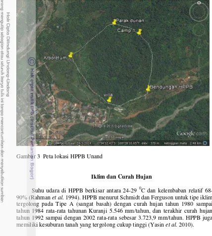 Gambar 3  Peta lokasi HPPB Unand 