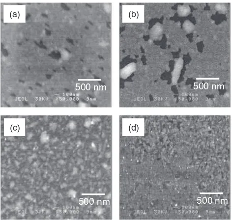 Fig. 7.(Color online) Cross-sectional TEM images of (a) Pd/Si(110),(b) Pd/Si(001), (c) Pd/Ti/Si(110), and (d) Pd/Ti/Si(001) samples afterRTA at 600 �C for 30 s.
