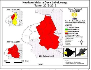 Gambar 4.1. Tingkat Endemisitas Wilayah Lebakwangi Berdasarkan Angka  Annual Paracyte Incidence (API) Wilayah Desa Lebakwangi 2013-2015 