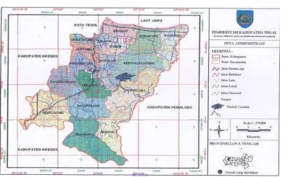 Gambar 4.1 Peta Wilayah Kabupaten Tegal Sumber : http://www.tegalkab.go.id/peta.php 