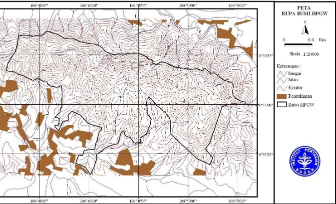Gambar 1 Peta Rupa Bumi Hutan Pendidikan Gunung Walat 