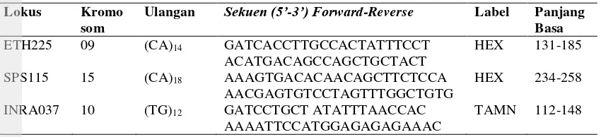Tabel 1 Lokus dan susunan nukleotida 