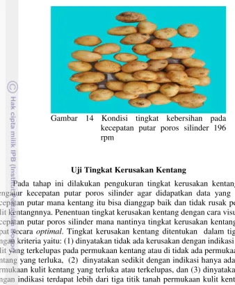 Gambar 14 Kondisi tingkat kebersihan pada 