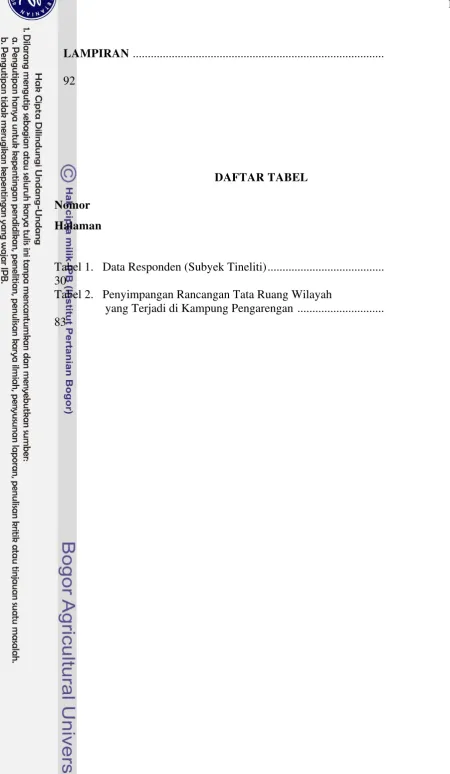 Tabel 1.   Data Responden (Subyek Tineliti).......................................  