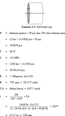 Gambar 3.3. Shell ketel uap 