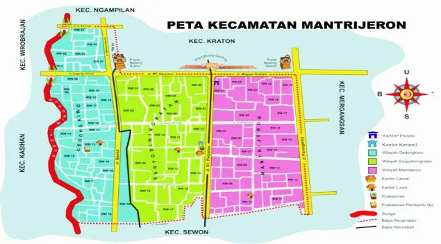 Gambar  3.1 Peta kecamatan Mantrijeron 