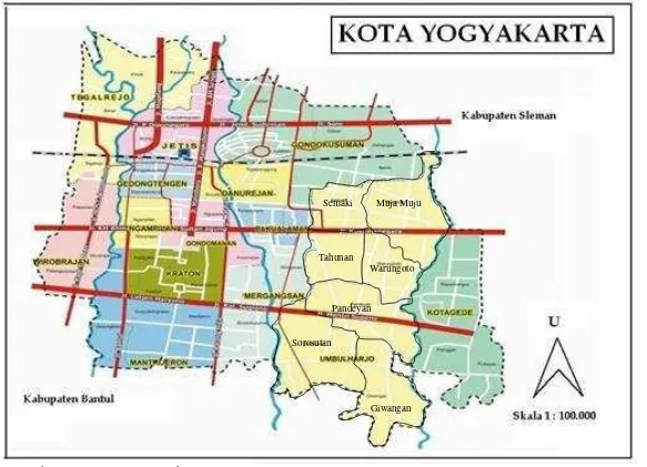 Gambar 3.1 Peta Kota Yogyakarta 