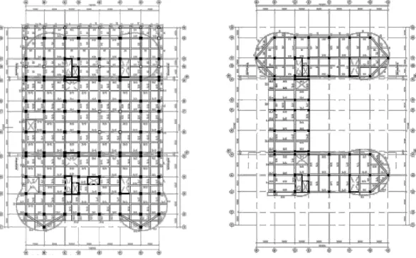 Gambar 1.2 Denah Lt. 5 bentuk sisi lingkaran di barat gedung dan denah Lt.14 bentuk sisi lingkaran di selatan gedung