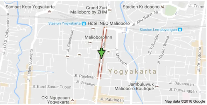 Gambar 4.1 Peta letak Malioboro, Yogyakarta 