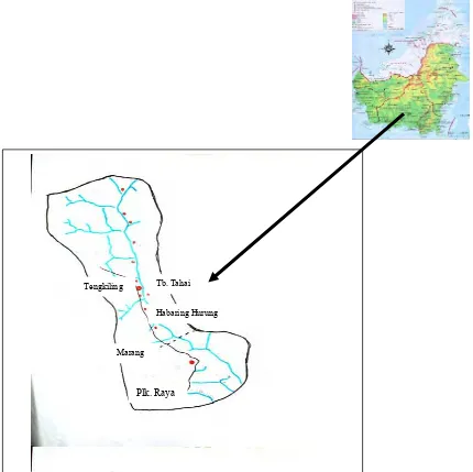Gambar 1  Peta daerah penelitian di Kelurahan Tumbang Tahai Kecamatan Bukit Batu 