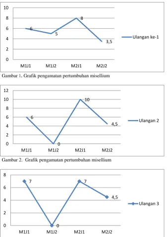 Gambar 2.  Grafik pengamatan pertumbuhan misellium    