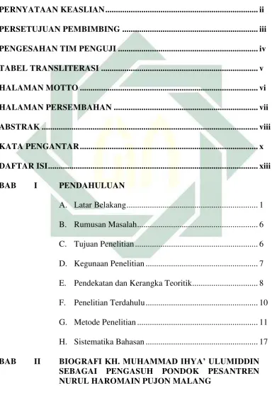 TABEL TRANSLITERASI .........................................................................