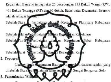Tabel 9.  Luas Pemanfaatan Wilayah Menurut Pemanfaatannya di Kecamatan Baureno  Tahun 2008 