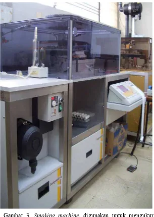Gambar 3. Smoking machine, digunakan untuk mengukur kadar nikotin, tar, eugenol, dan CO dalam rokok kretek 