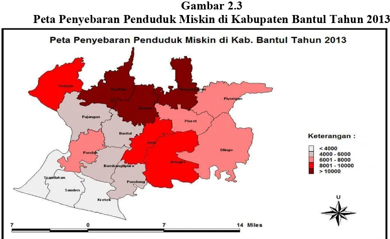 Gambar 2.3Peta Penyebaran Penduduk Miskin di Kabupaten Bantul Tahun 2013