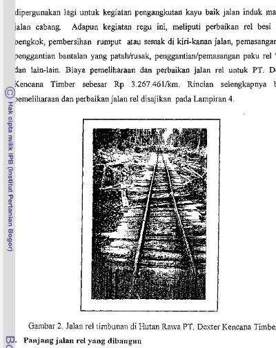 Gambar 2. Jalan reI timbunan di Hutan Rawa PT. Dexter Kencana Timber 