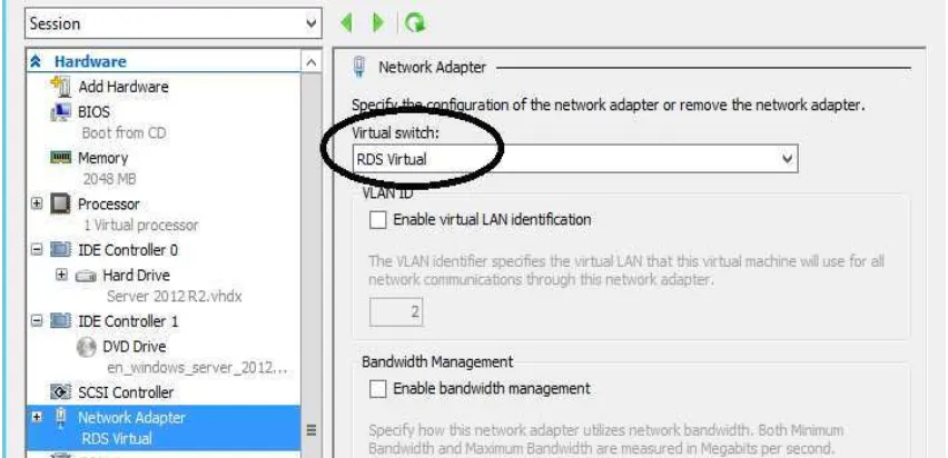 Gambar 4. 3 Pengaturan Virtual Switch pada Network Adapter