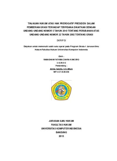 Tinjauan Hukum Atas Hak Prerogatif Presiden Dalam Pemberian Grasi ...