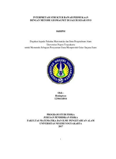 INTERPRETASI STRUKTUR BAWAH PERMUKAAN DENGAN METODE GEOMAGNET DI JALUR ...