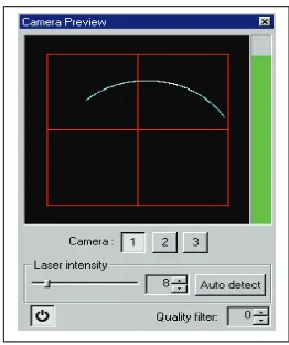 Figure 3. The camera preview dialog box for fast review on the distance Figure 3. The camera preview dialog box for fast review on tof scanner and workpiece.