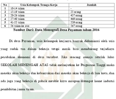 Tabel 3.9 Kelompok tenaga kerja 