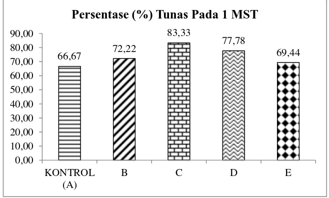Gambar 4. Histogram persentase pertunasan tanaman binahong 