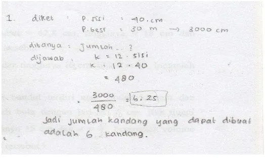 Gambar 2. Jawaban Subjek 2 Soal Nomor 1 