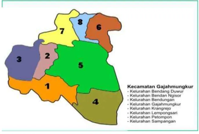 Gambar 4.2  Batas – batas Kelurahan Gajahmungkur  Kecamatan Gajahmungkur Kota Semarang 