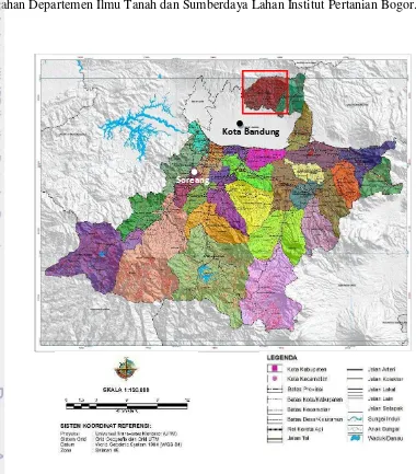 Gambar 2.1 Peta lokasi penelitian di Kabupaten Bandung 