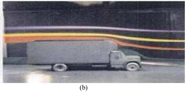 Figure 2.4:  Show Smoke Flow over the Standard Straight Truck (a), and modified 