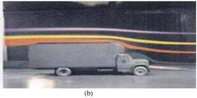 Figure 2.4:  Show Smoke Flow over the Standard Straight Truck (a), and modified 