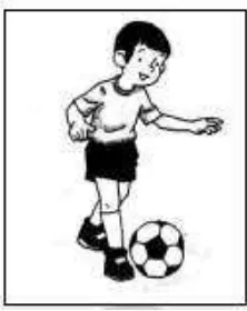 Gambar 1 Menendang bola dengan kaki bagian dalam Sumber: Tri Hananto Budi Santoso, dkk