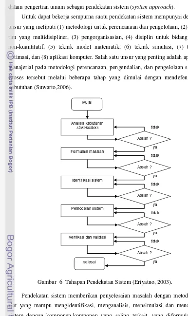 Gambar  6  Tahapan Pendekatan Sistem (Eriyatno, 2003). 