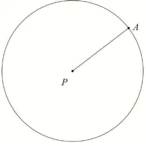 Gambar 34. Lingkaran dengan pusat P dan jari-jari       . 