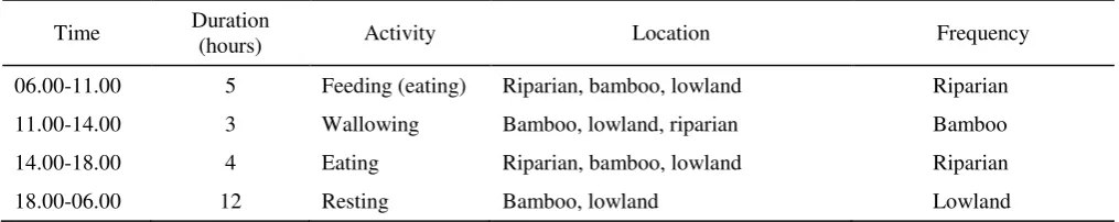 Table 1.  Time allocation of Sulawesi warty pig activity 