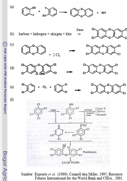 Gambar 4   Reaksi-reaksi terbentuknya dioksin/furan  