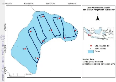 Gambar 2 Peta lokasi penelitian Danau Ranau, Sumatra 