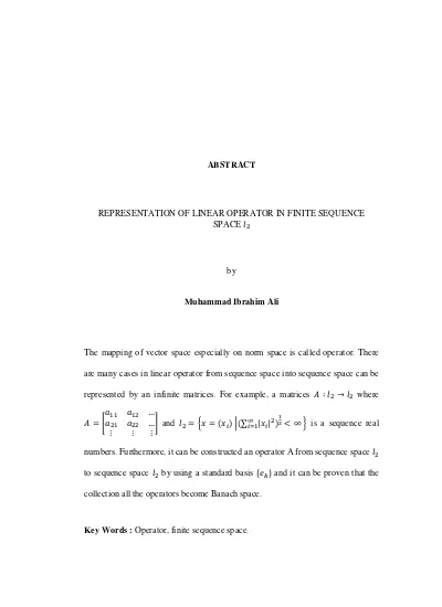 REPRESENTASI OPERATOR LINEAR PADA RUANG BARISAN TERBATAS L2