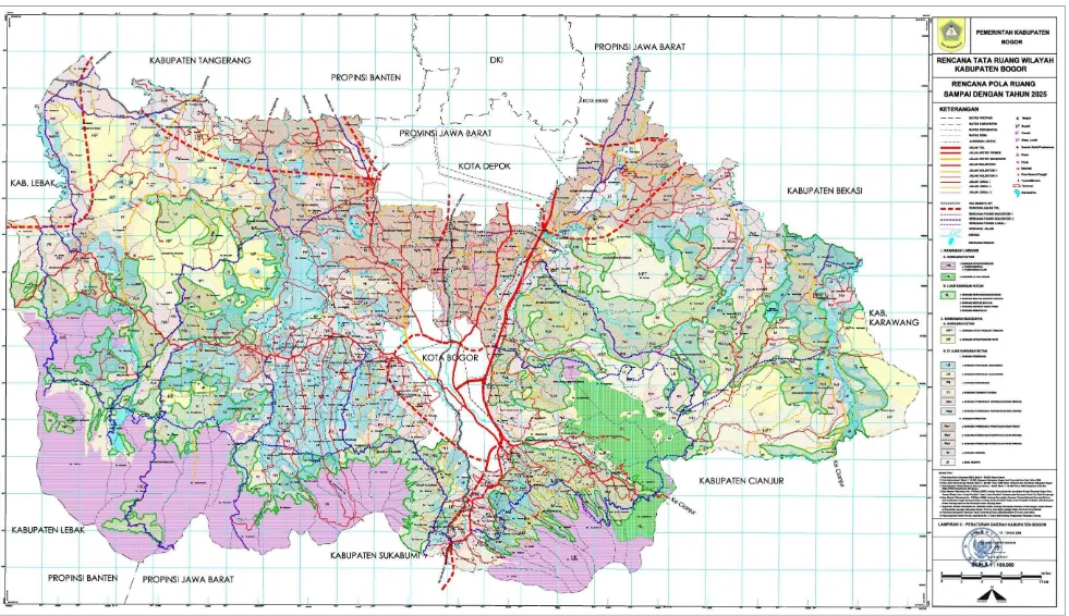 Gambar 3 Peta rencana pola ruang Kabupaten Bogor sampai dengan tahun 2025 