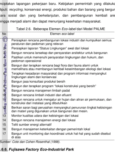 Tabel 2.6.  Beberapa Elemen Eco-label dari Model PALME 