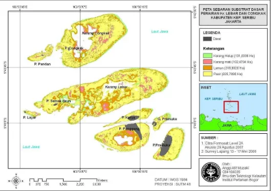 Gambar 14. Peta sebaran substrat dasar perairan Karang Lebar dan Congkak, Kep. Seribu - Jakarta 