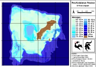 Gambar 11  Peta kedalaman perairan di Pulau Lingayan 