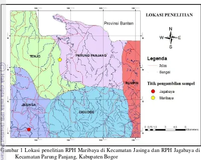 Gambar 1 Lokasi penelitian RPH Maribaya di Kecamatan Jasinga dan RPH Jagabaya di 