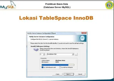 tablespace untuk InnoDB. Berberapa user menempatkannya pada lokasi (hardisk) 