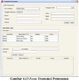 Gambar 4.13 Form Transaksi Pemesanan 