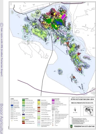 Gambar 14   Peta rencana pemanfaatan lahan berdasarkan RTRW Kota Batam 