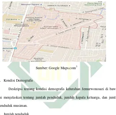 Gambar 3.2  Peta Kelurahan Jemurwonosari Kecamatan Wonocolo Surabaya 