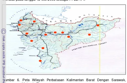 Gambar 6. Peta Wilayah Perbatasan Kalimantan Barat Dengan Sarawak, 