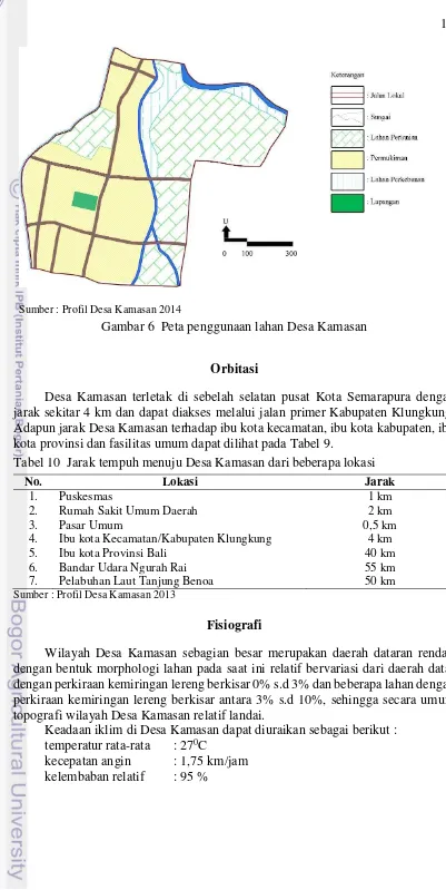 Tabel 10  Jarak tempuh menuju Desa Kamasan dari beberapa lokasi 